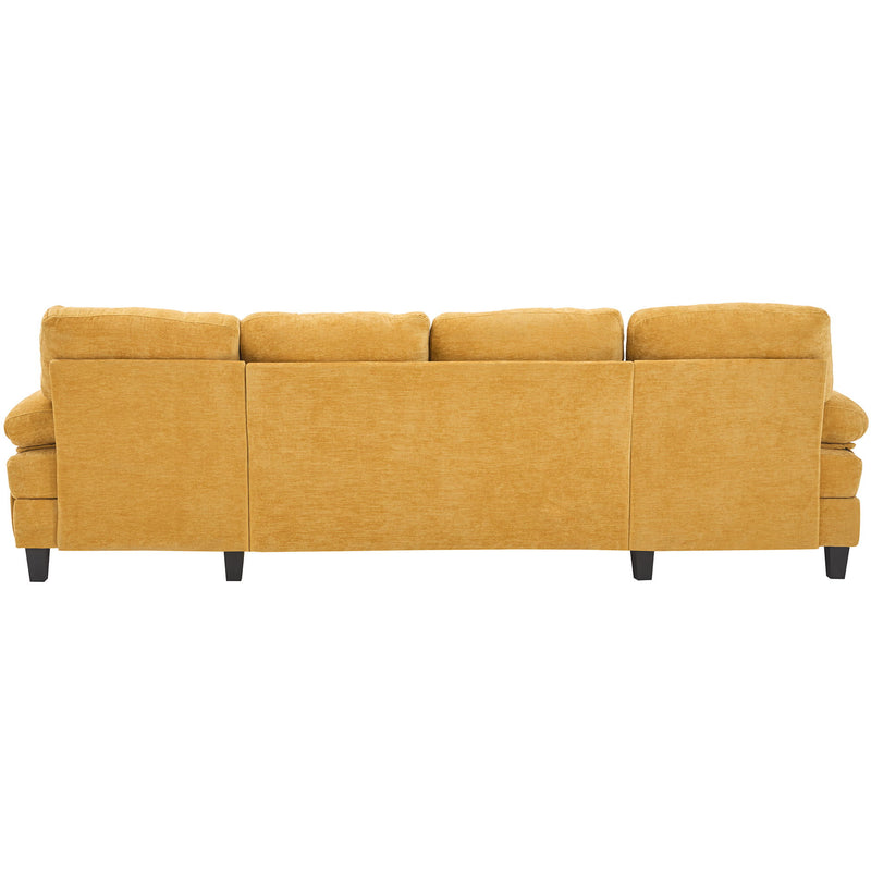 U-Shaped Sectional Sofa 103.5" Black Chenille Fabric Couch With Dual Chaise Lounges, Storage Pockets, Armrest Pillows