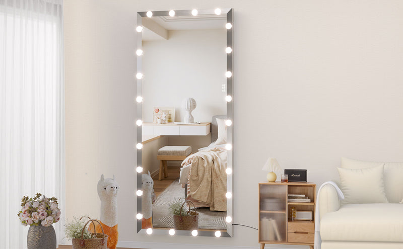 Full Length Mirror With Lights Full Body Vanity Mirror With 3 Color Modes Lighted Standing Floor Mirror For Dressing Room Bedroom Wall Mounted Touch Control