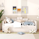 Twin Size Upholstered Daybed with Light and USB Port, Beige