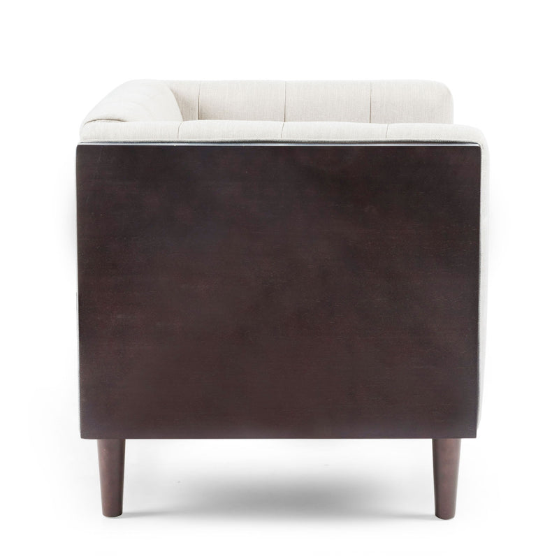 Contemporary Club Chair With Button Tufted Waffle Stitch