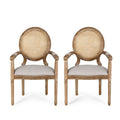 French Country Style Wood And Cane Upholstered Dining Chair Set