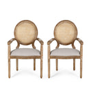 French Country Style Wood And Cane Upholstered Dining Chair Set