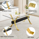 Modern Tempered Glass Dining Table With Metal Legs And Crossbars - Transparent