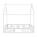 Wood House Bed With Fence And Door