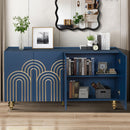 Modern Fluted Sideboard Buffet With Storage, Curve Element, 4 Doors With Adjustable Shelves