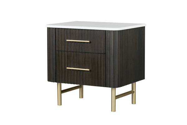 Clayten - Marble Top Nightstand - Espresso