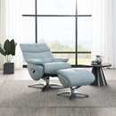 Janella - Motion Accent Chair With Swivel & Ottoman - Babyblue Leather