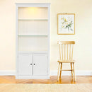 Retro Style Display Bookcase With Adjustable LED Ceiling Light And Tempered Glass Shelves - White