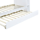 Twin Size Storage Platform Bed Frame with with Trundle and Light Strip Design in Headboard,White