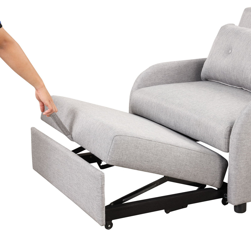 Pull Out Sofa Sleeper 3 In 1 With 2 Wing Table And USB Charge For Nap Line Fabric For Living Room Recreation Room