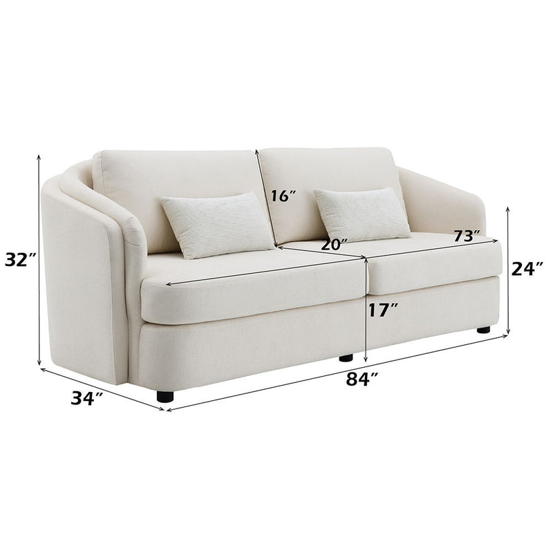 Mariko - Sofa With 2 Pillows - Beige Linen
