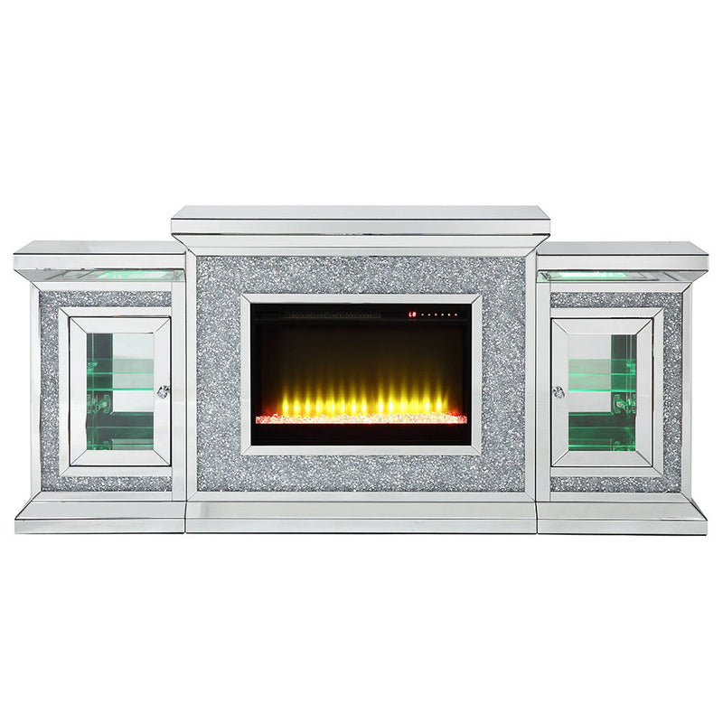 Noralie - Fireplace - Mirrored & Faux Diamonds - 39" - Atlantic Fine Furniture Inc