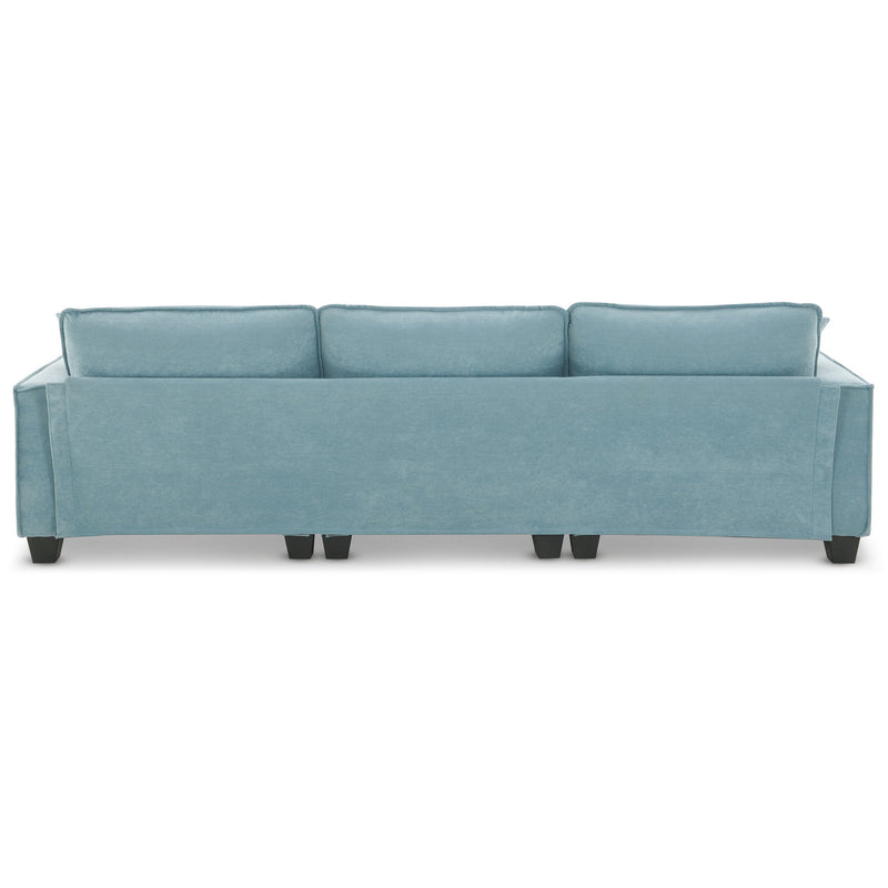 Modern Convertible Sectional L Shaped Reversible Couch Set With Free Pillows 4 Seat Suede Sleeper Sofa With Ottoman