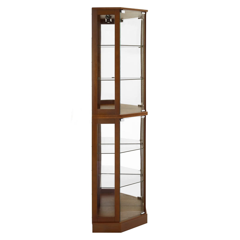 6 Shelf Corner Curio Display Cabinet With Lights, Mirrors And Adjustable Shelves (E26 Light Bulb Not Included)