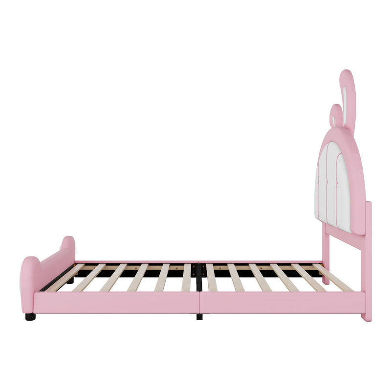 Upholstered Platform Bed With Rabbit Shaped Headboard