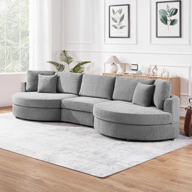 Modern 3 Seater Upholstered Sofa With Curved Design