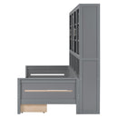 Daybed With Glass Door Storage Cabinets, Built In LED Lighting And Shelves