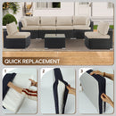 Cushion Covers For 7 Piece Wicker Sectional Sofa, 14 Pack Seat And Back Slipcovers With Zipper