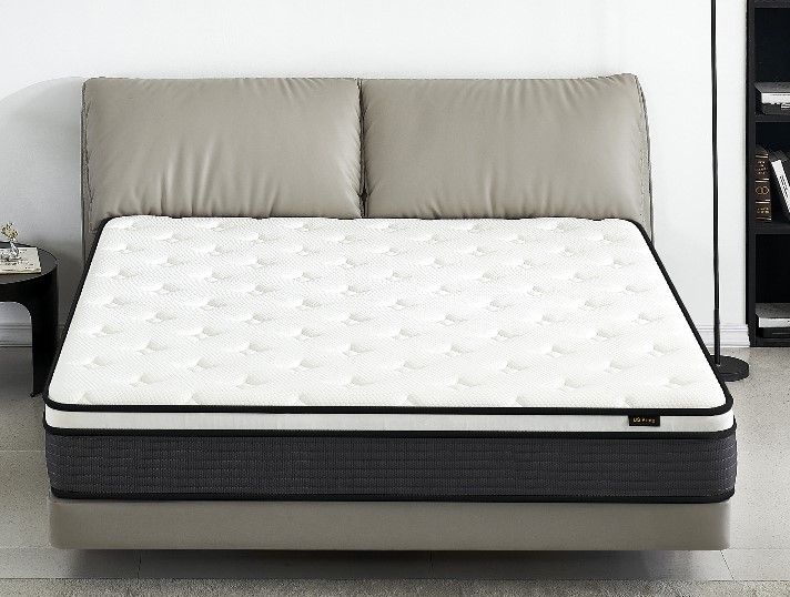 10" Twin Hybrid Mattress A Box, Pillow Top Bed Cushion With Breathable And Hypoallergenic Design, Medium Firm For Lumbar Support - White / Gray