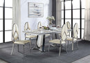 Destry - Dining Table With Engineering Stone Top & Pedestal Base - Engineering Stone Top & Mirrored Silver