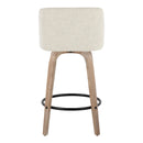 Toriano - Contemporary Fixed Height Counter Stool Swivel & Round Footrest (Set of 2)