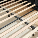 Mid-Century Upholstered Tufted Bed Frame With Backrest And Armrests