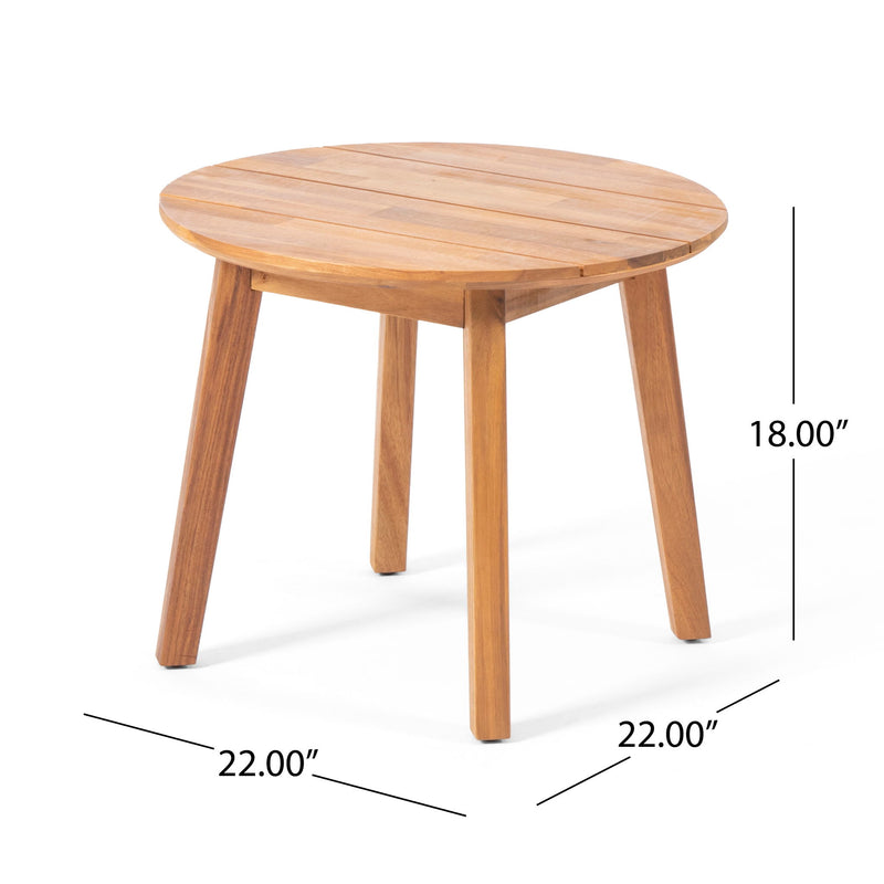 Outdoor Side Table With Slat Top - Brown