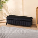 Wide Upholstered Velvet Storage Soft Bench Ottoman With Metal Legs