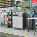 Sturdy Metal Tool Storage Cabinet With Wheels Durable Garage, Office & Home Organizer Steel