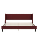 King Size Bed Frame Upholstered Bed Frame Platform ,Non-adjustable Headboard Linen Fabric Headboard Wooden Slats Support/No Box Spring Needed/Easy Assembly/Mattress Foundation, Orange