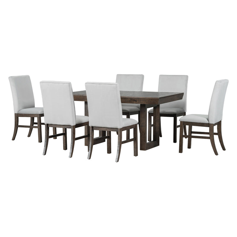 Topmax - 7 Piece Traditional Extendable Dining Table Set With Butterfly Leaf And 6 Upholstered Dining Table Set