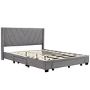Queen Size Storage Bed Linen Upholstered Platform Bed with 3 Drawers (Gray)