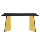 Marble Patterned Slab Dining Table With Steel Butterfly Legs