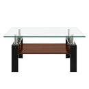 Modern Rectangular Coffee Table With Tempered Glass Top Layer, Table For Living Room - Transparent