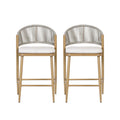 Outdoor 26" Counter Height Metal Frame Counter Stools With Scallop Shaped Backrest & Water Resistant Cushions