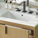 Fluted Bathroom Vanity With Ceramic Sink, Freestanding Design