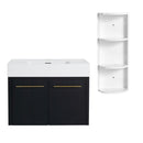 Modern Wall Mounted Bathroom Vanity With Thick Edge Resin Sink And Storage Rack
