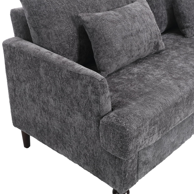 Mid Century Modern Chenille Fabric Loveseat Sofa, 2 Seat Upholstered Couch