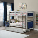 Varian - Twin Over Twin Bunk Bed - Blue Velvet & Silver Finish - Atlantic Fine Furniture Inc