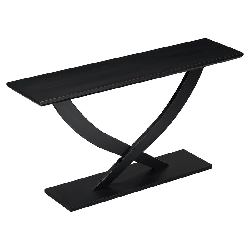 Console Table With Cross Leg Base And Reinforced Support Plate