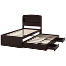 Platform Bed With LED Headboard, Charging Station, Trundle And 2 Drawers