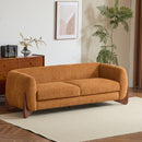 Contemporary Boucle Sherpa Sofa With Birch Wood Legs