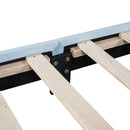 Twin Size Upholstered Velvet Platform Bed with Shell-Shaped Headboard, Blue