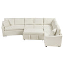L-Shaped Sofa Convertible Sofa Bed Pull Out Sofa Sleeper With Two Back Pillows, Two USB Ports And Two Power Sockets For Living Room