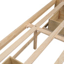 Queen Size Platform Bed with 6 Storage Drawers,Antique Natural