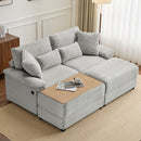 Double Chaise Lounge Set With Reversible Storage Ottomans, USB Port