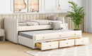 Upholstered Daybed With Trundle And Drawers