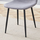Luxury Simple Chair Linen Cotton High Resilience Dining Chair With Black Metal Legs (Set of 4) - Light Gray