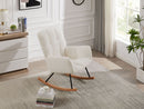 Comfy Upholstered Lounge Chair Rocking Chair With High Backrest, For Nursing Baby, Reading, Napping - Off White