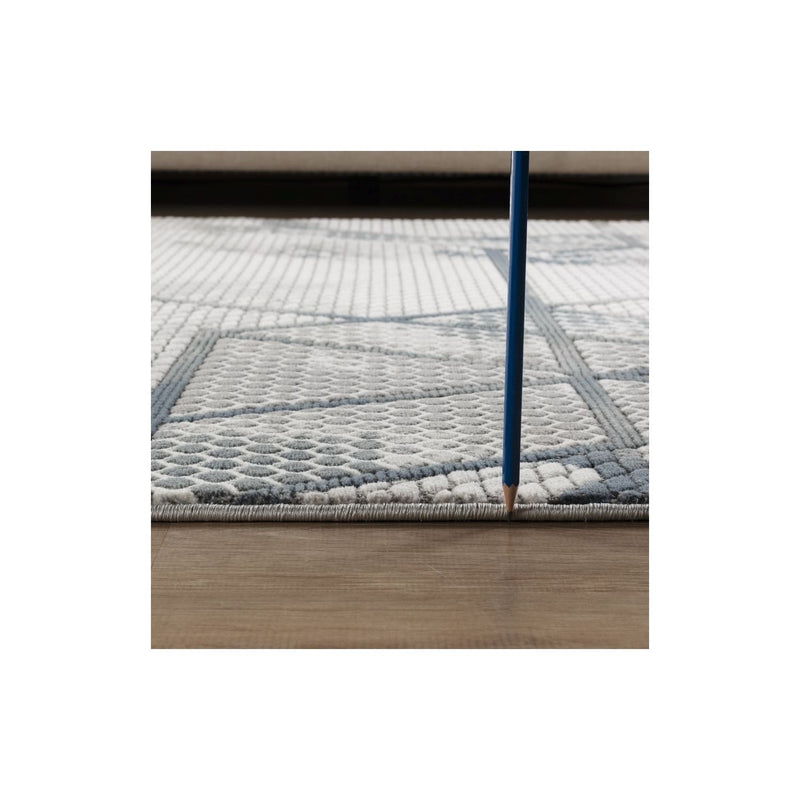 Geometrix - 5'3" X 7'3" Area Rug & Geometric, 3D Effect - Ivory / Gray